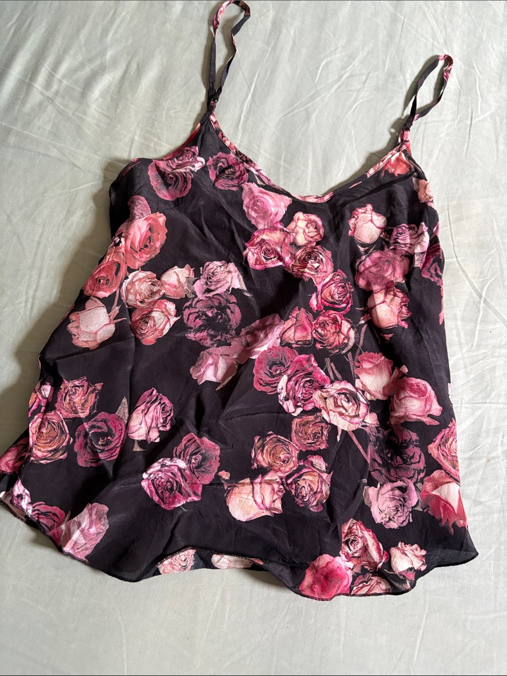 Wilfred Floral Spaghetti Strap Cami - Black with Pink Roses